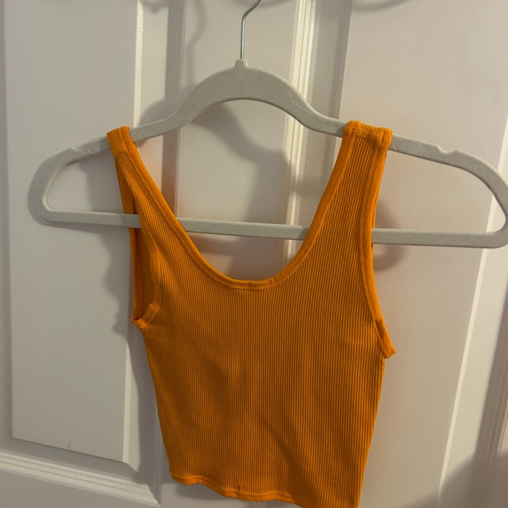 Forever 21 Vibrant Orange Ribbed Crop Top